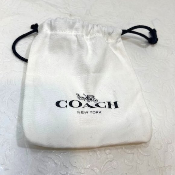 COACH Designer Mini Jewelry Cotton Drawstring Bag White 4.5"x5" - Picture 1 of 6